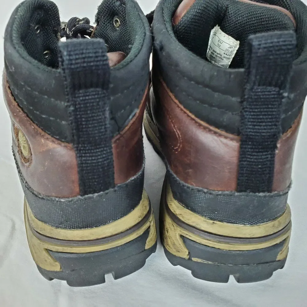 Timberland Boys‎ Pawtuckaway Brown Leather Waterproof Hiking Boots Size 1.5
